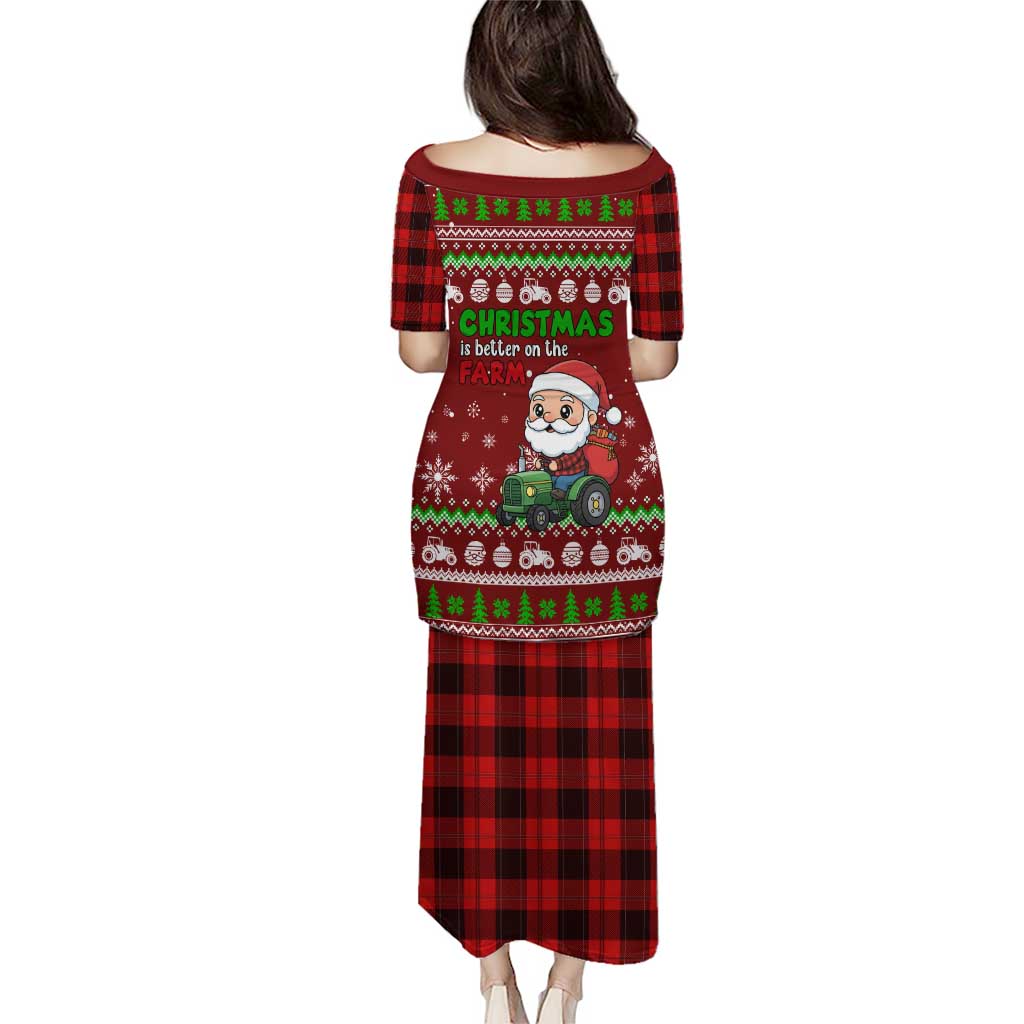 Tractor Santa Christmas Family Matching Puletasi and Hawaiian Shirt Xmas Holiday Patterns - Wonder Print Shop