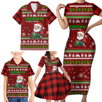 Tractor Santa Christmas Family Matching Short Sleeve Bodycon Dress and Hawaiian Shirt Xmas Holiday Patterns - Wonder Print Shop