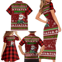 Tractor Santa Christmas Family Matching Short Sleeve Bodycon Dress and Hawaiian Shirt Xmas Holiday Patterns - Wonder Print Shop