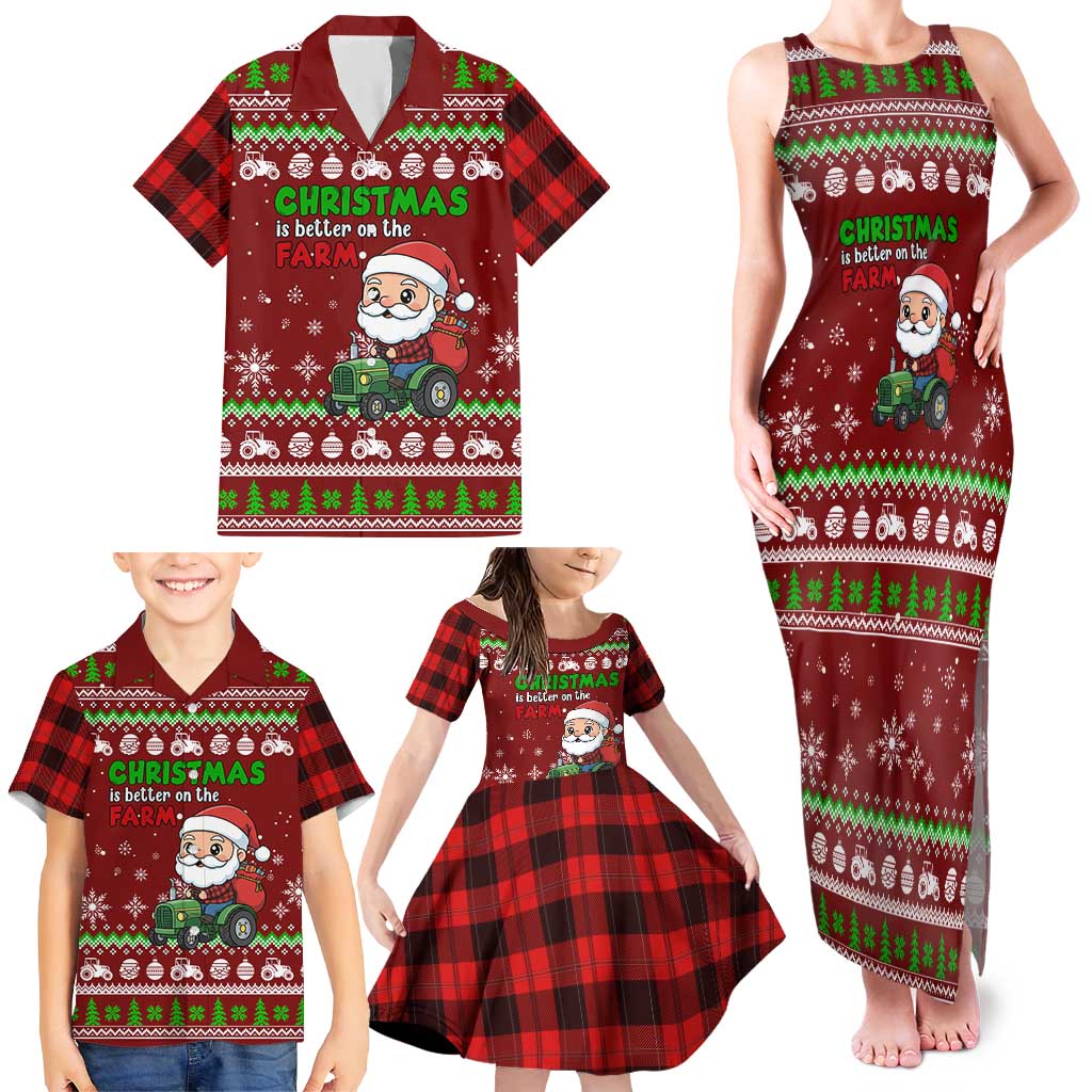 Tractor Santa Christmas Family Matching Tank Maxi Dress and Hawaiian Shirt Xmas Holiday Patterns - Wonder Print Shop