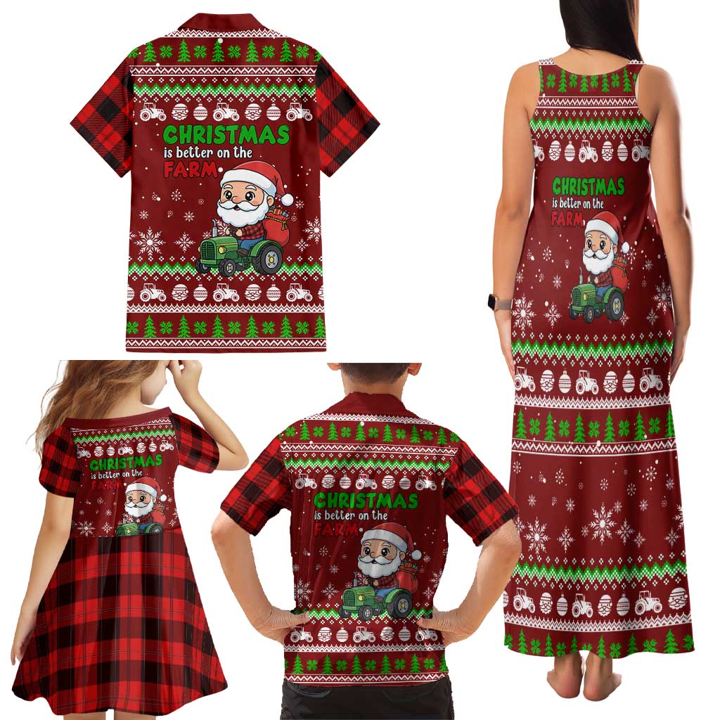Tractor Santa Christmas Family Matching Tank Maxi Dress and Hawaiian Shirt Xmas Holiday Patterns - Wonder Print Shop