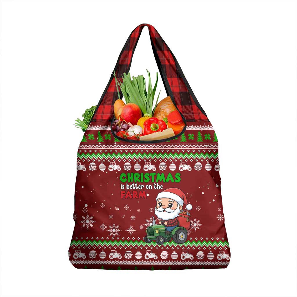 Tractor Santa Christmas Grocery Bag Xmas Holiday Patterns - Wonder Print Shop