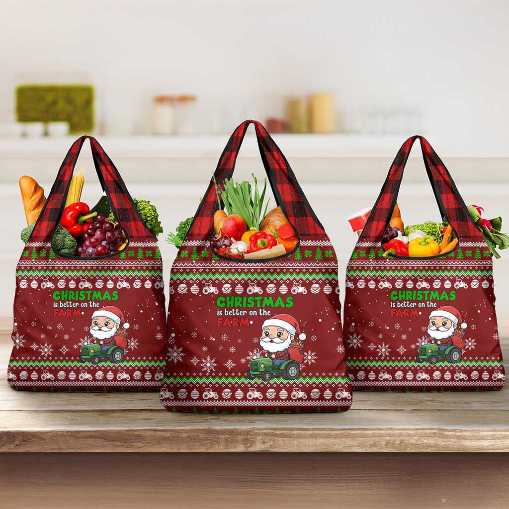 Tractor Santa Christmas Grocery Bag Xmas Holiday Patterns - Wonder Print Shop