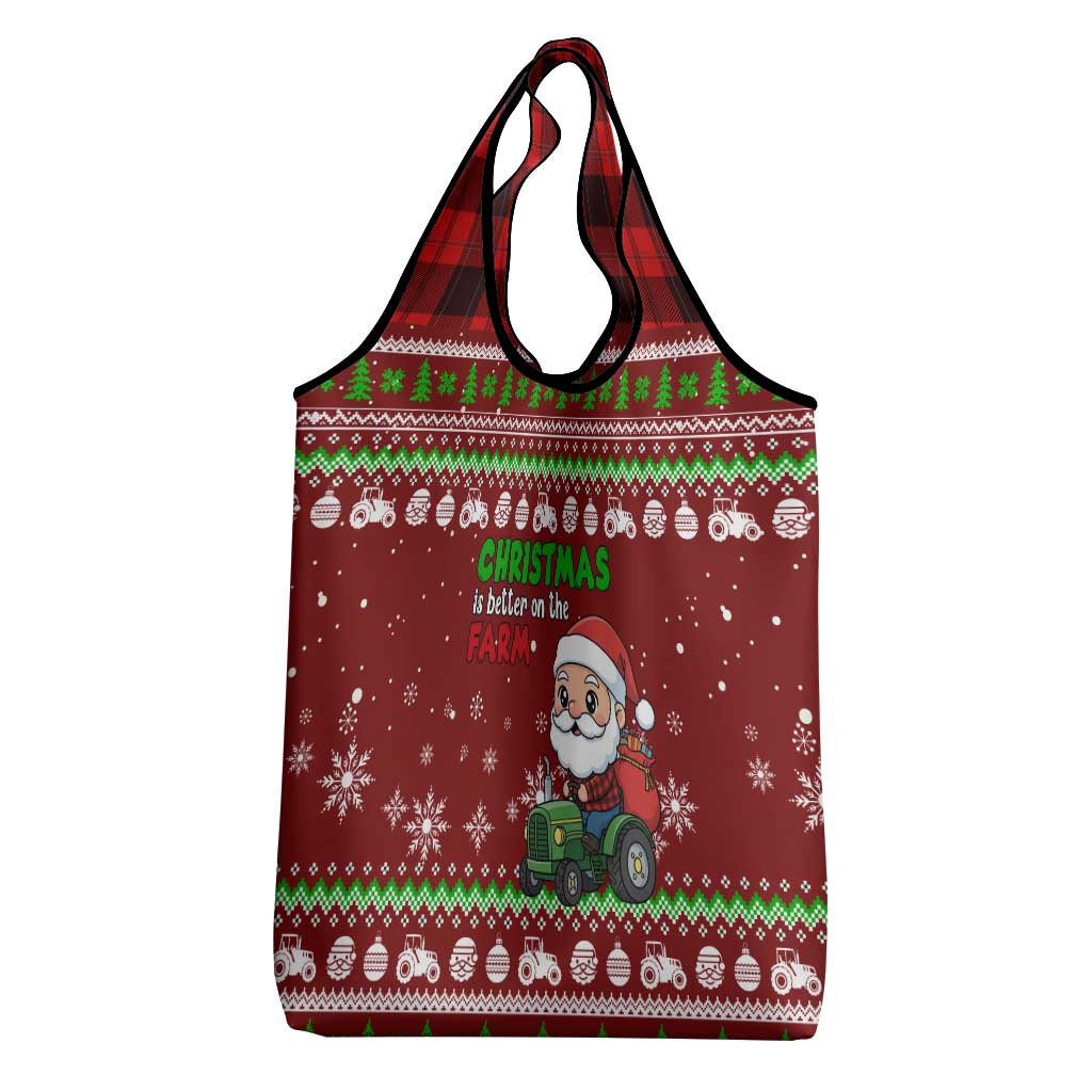 Tractor Santa Christmas Grocery Bag Xmas Holiday Patterns - Wonder Print Shop
