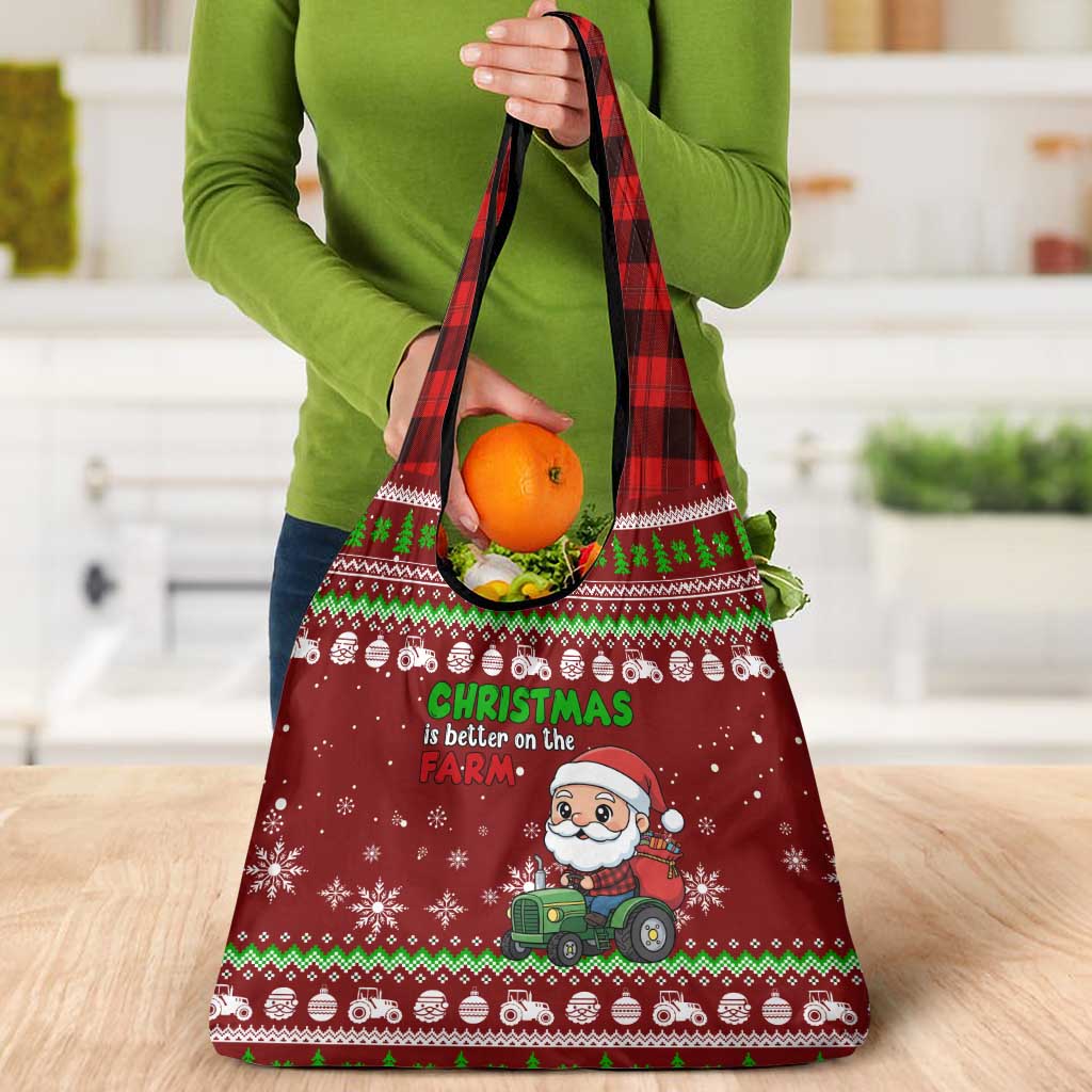 Tractor Santa Christmas Grocery Bag Xmas Holiday Patterns - Wonder Print Shop