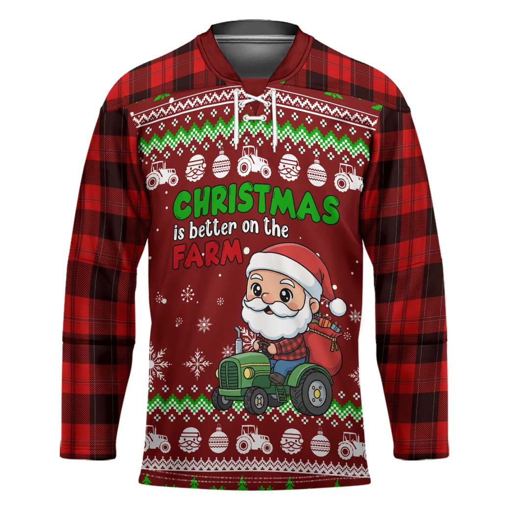 Tractor Santa Christmas Hockey Jersey Xmas Holiday Patterns - Wonder Print Shop