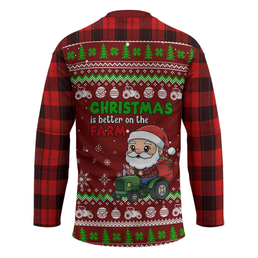 Tractor Santa Christmas Hockey Jersey Xmas Holiday Patterns - Wonder Print Shop