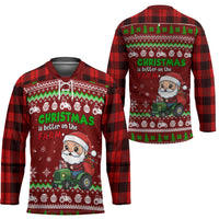 Tractor Santa Christmas Hockey Jersey Xmas Holiday Patterns - Wonder Print Shop