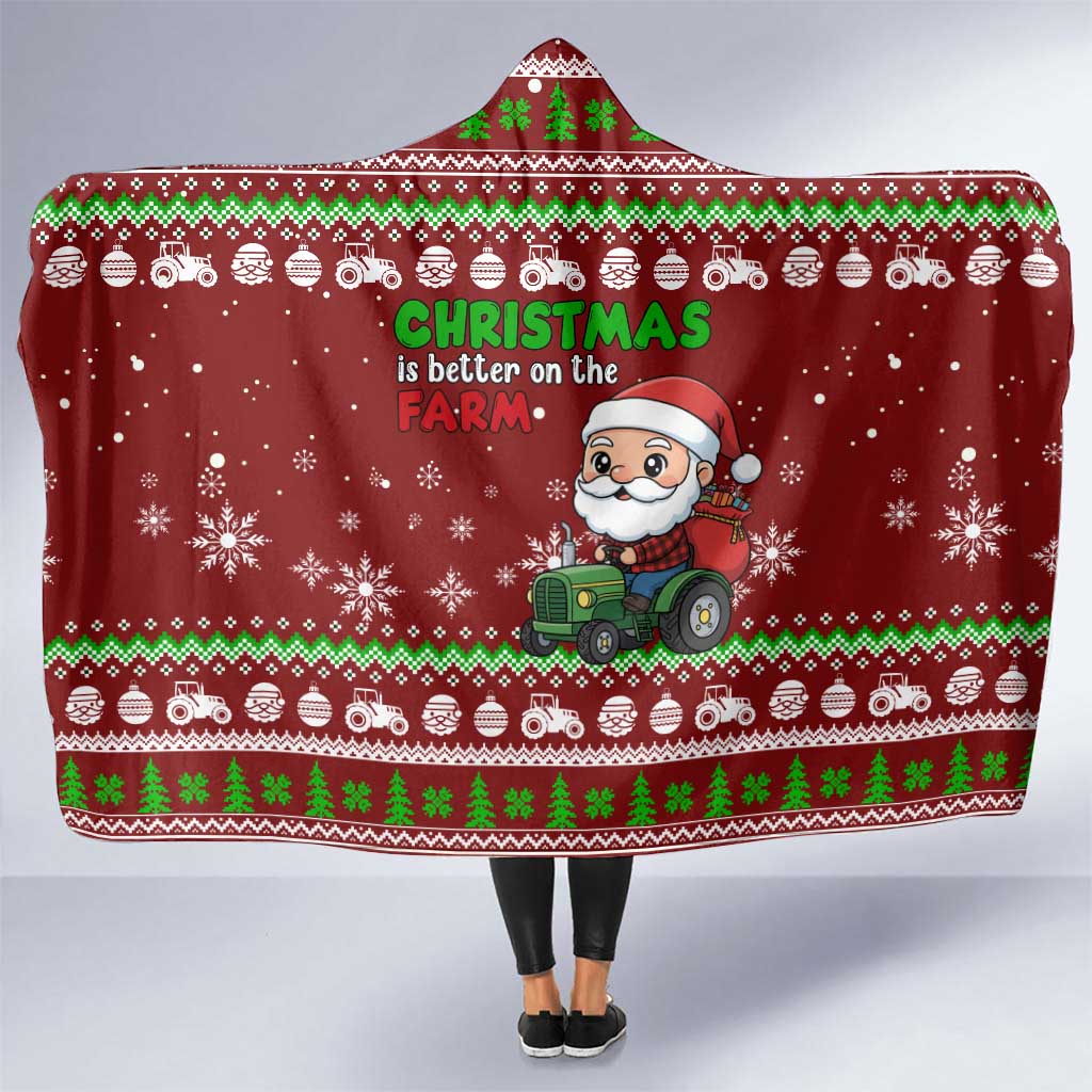 Tractor Santa Christmas Hooded Blanket Xmas Holiday Patterns - Wonder Print Shop