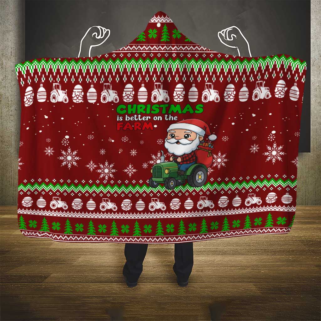 Tractor Santa Christmas Hooded Blanket Xmas Holiday Patterns - Wonder Print Shop