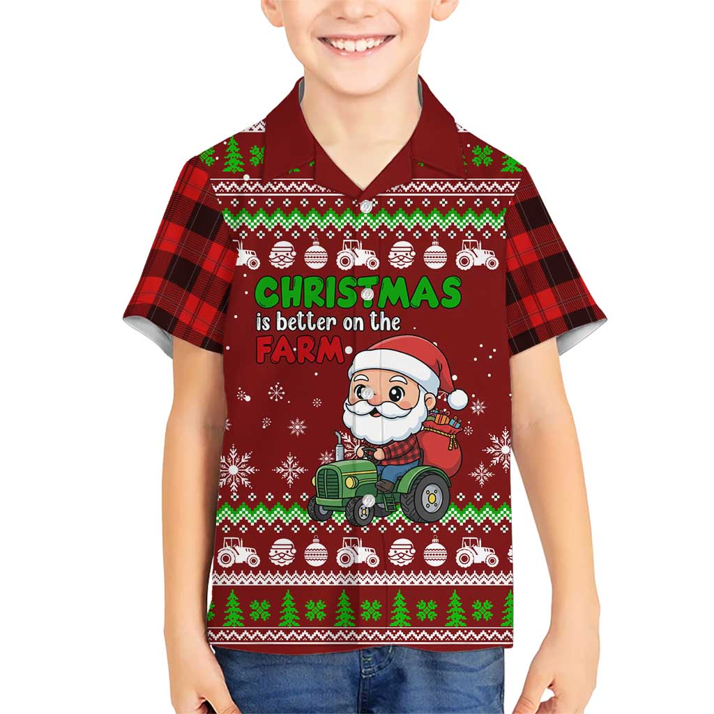 Tractor Santa Christmas Kid Hawaiian Shirt Xmas Holiday Patterns - Wonder Print Shop
