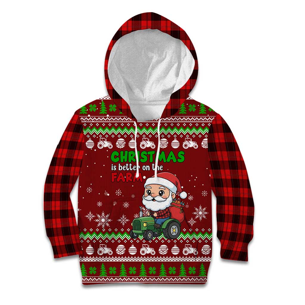 Tractor Santa Christmas Kid Hoodie Xmas Holiday Patterns - Wonder Print Shop