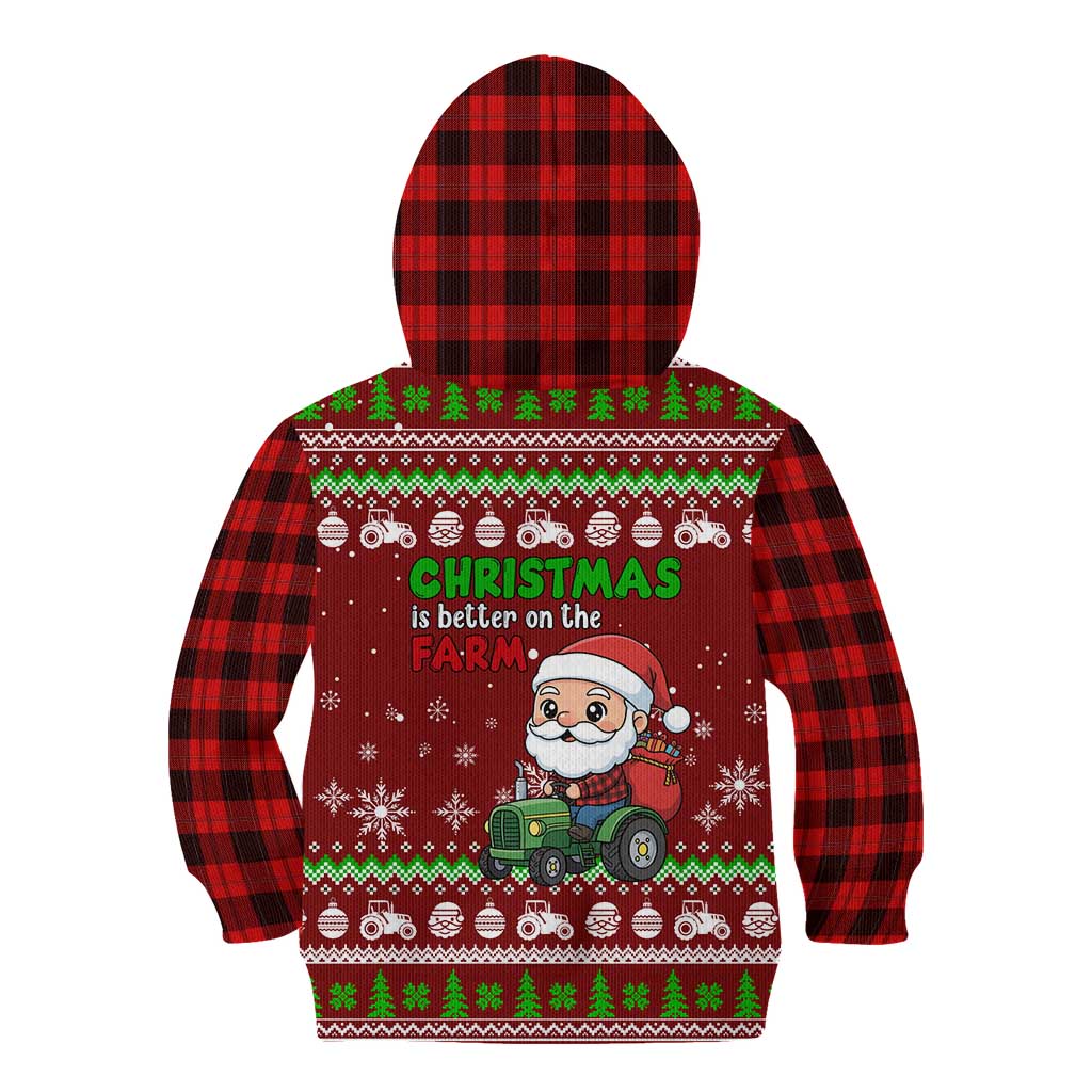 Tractor Santa Christmas Kid Hoodie Xmas Holiday Patterns - Wonder Print Shop
