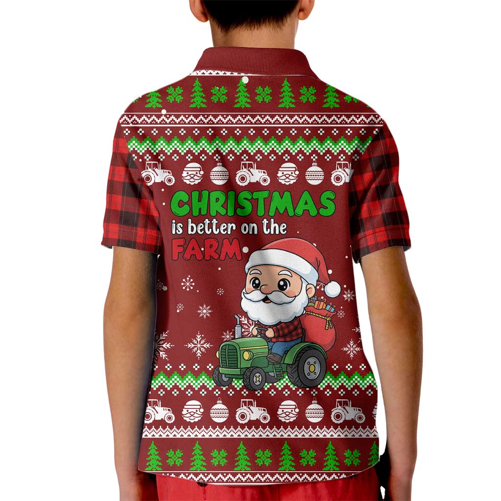 Tractor Santa Christmas Kid Polo Shirt Xmas Holiday Patterns - Wonder Print Shop