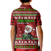Tractor Santa Christmas Kid Polo Shirt Xmas Holiday Patterns - Wonder Print Shop