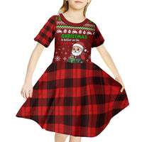 Tractor Santa Christmas Kid Short Sleeve Dress Xmas Holiday Patterns - Wonder Print Shop