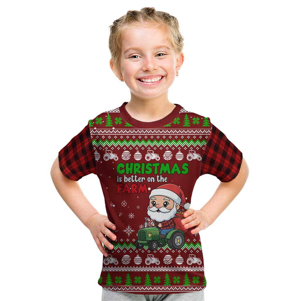 Tractor Santa Christmas Kid T Shirt Xmas Holiday Patterns - Wonder Print Shop