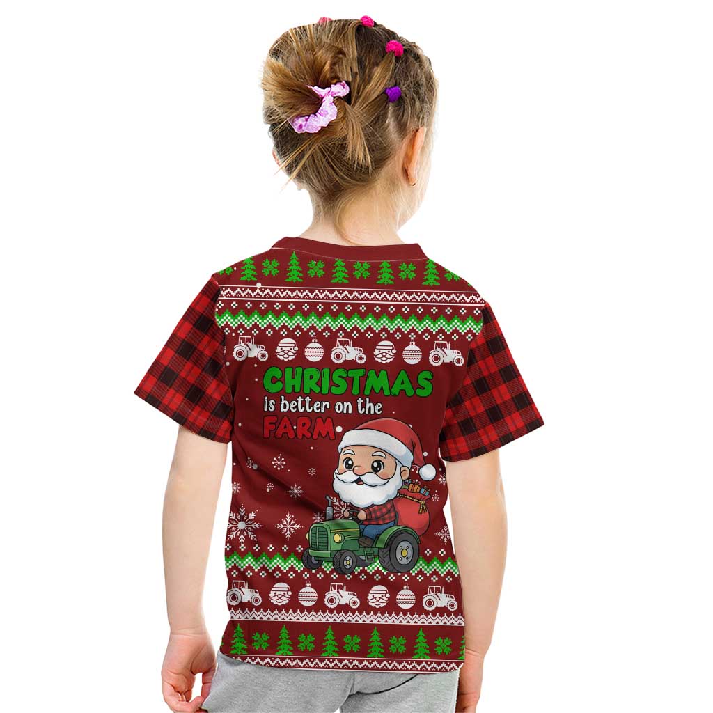 Tractor Santa Christmas Kid T Shirt Xmas Holiday Patterns - Wonder Print Shop
