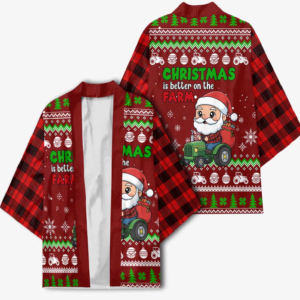 Tractor Santa Christmas Kimono Xmas Holiday Patterns - Wonder Print Shop