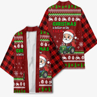 Tractor Santa Christmas Kimono Xmas Holiday Patterns - Wonder Print Shop