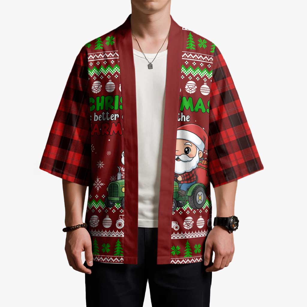 Tractor Santa Christmas Kimono Xmas Holiday Patterns - Wonder Print Shop