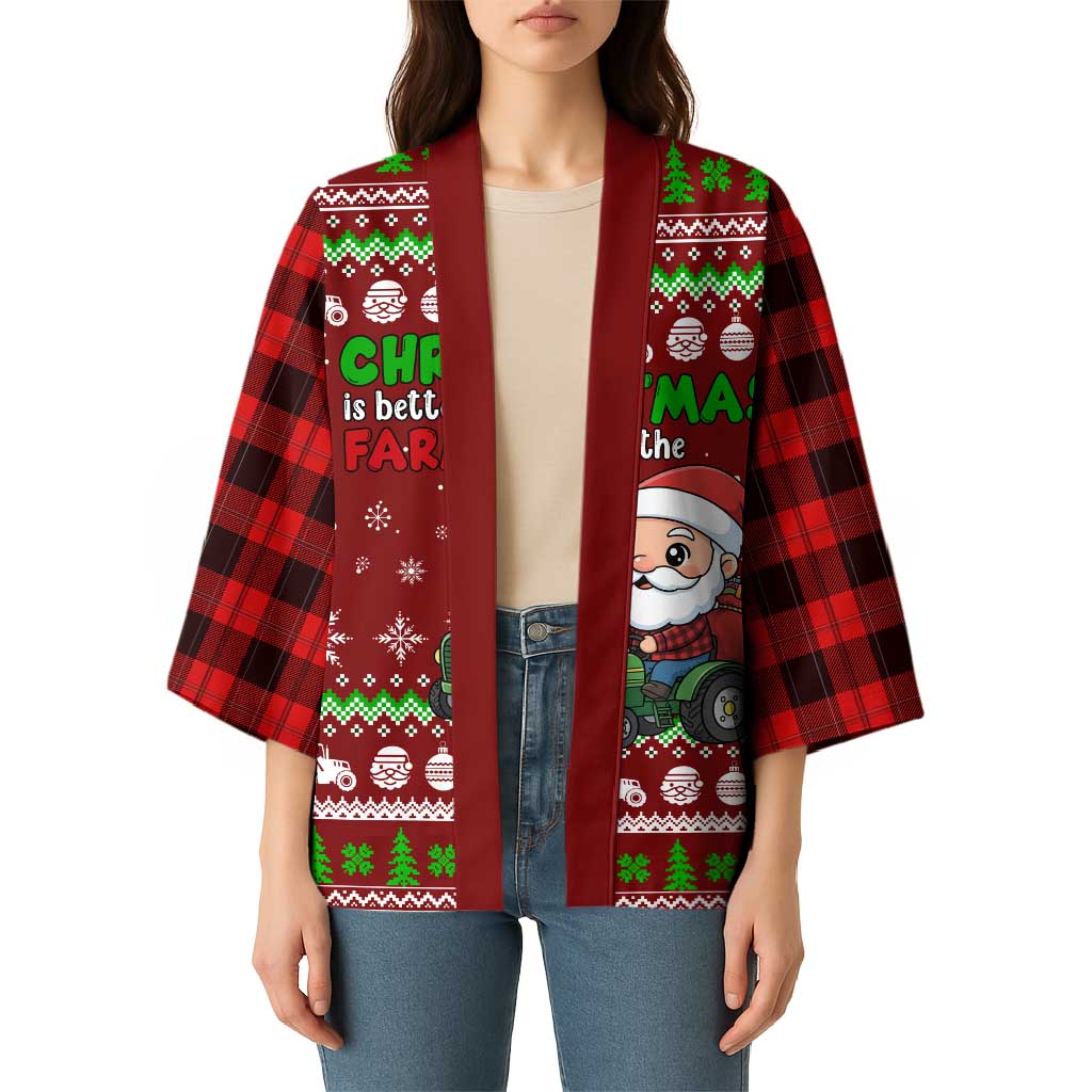 Tractor Santa Christmas Kimono Xmas Holiday Patterns - Wonder Print Shop