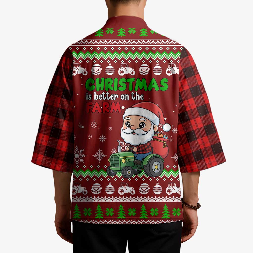 Tractor Santa Christmas Kimono Xmas Holiday Patterns - Wonder Print Shop
