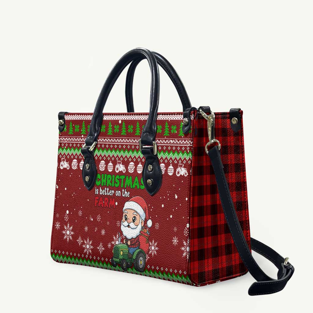 Tractor Santa Christmas Leather Bag Xmas Holiday Patterns - Wonder Print Shop