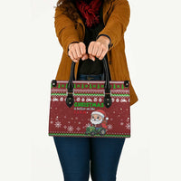 Tractor Santa Christmas Leather Bag Xmas Holiday Patterns - Wonder Print Shop