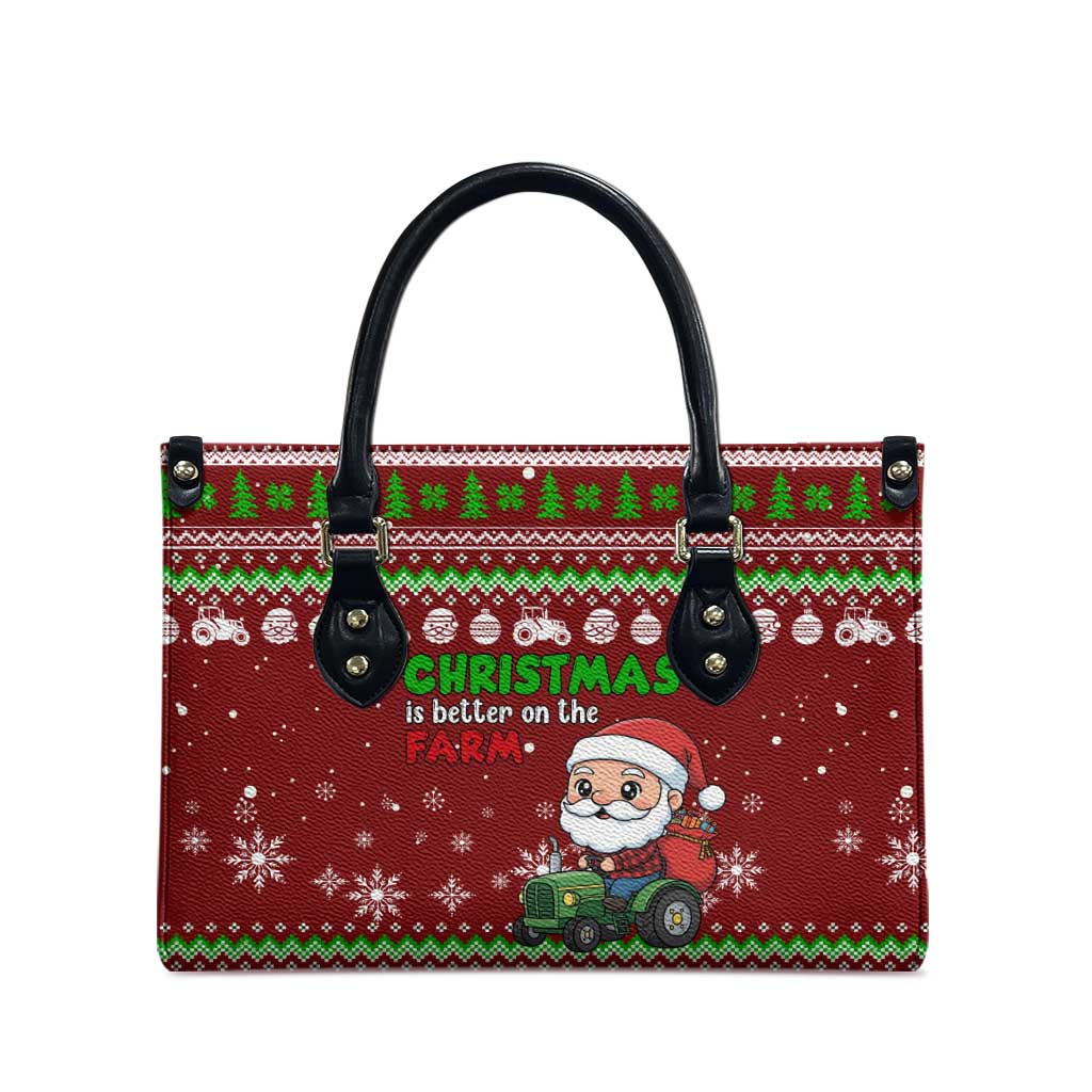 Tractor Santa Christmas Leather Bag Xmas Holiday Patterns - Wonder Print Shop