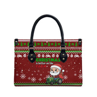 Tractor Santa Christmas Leather Bag Xmas Holiday Patterns - Wonder Print Shop