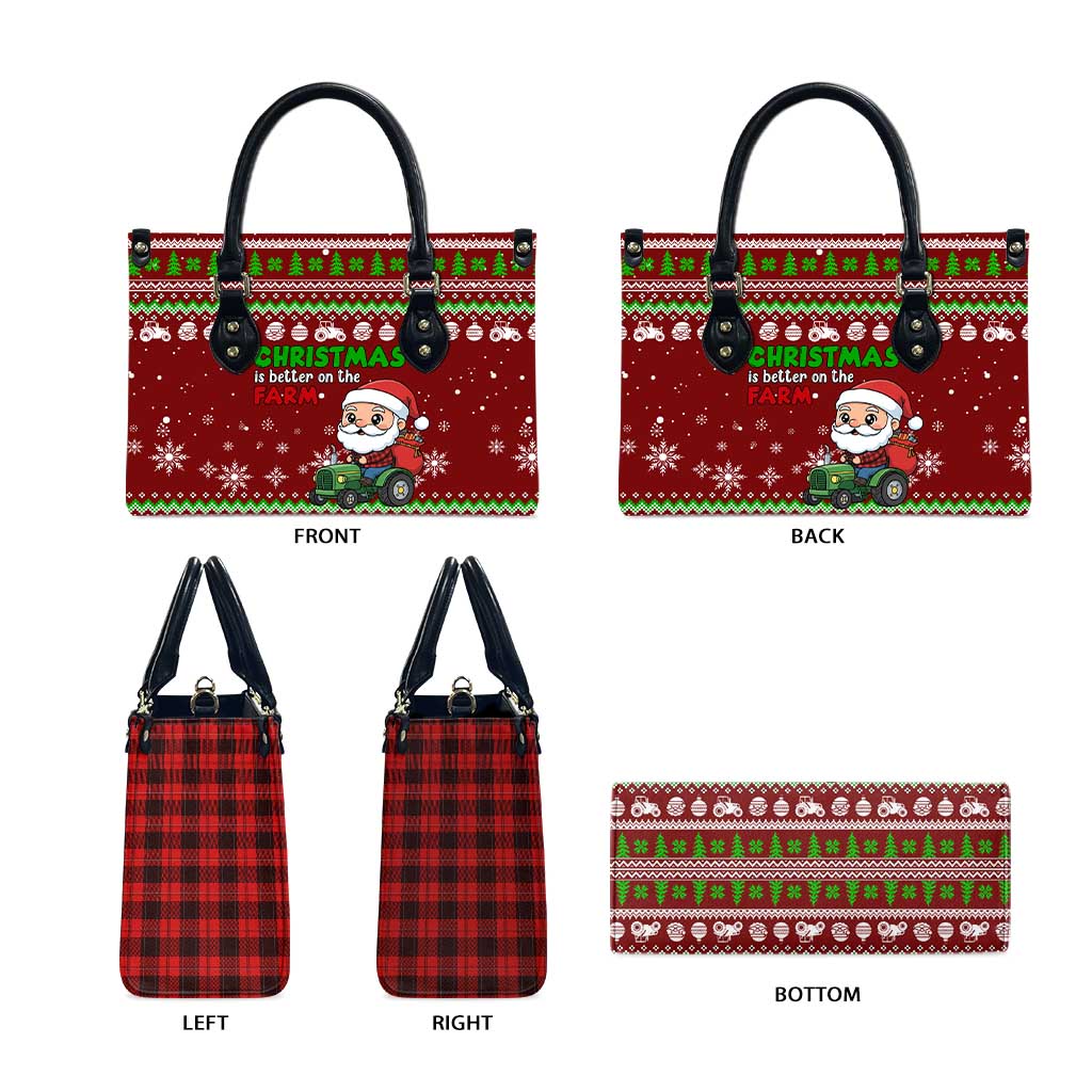 Tractor Santa Christmas Leather Bag Xmas Holiday Patterns - Wonder Print Shop