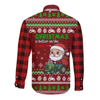 Tractor Santa Christmas Long Sleeve Button Shirt Xmas Holiday Patterns - Wonder Print Shop