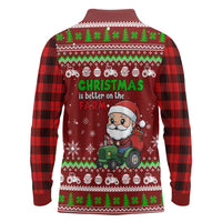 Tractor Santa Christmas Long Sleeve Polo Shirt Xmas Holiday Patterns - Wonder Print Shop