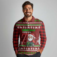 Tractor Santa Christmas Long Sleeve Polo Shirt Xmas Holiday Patterns - Wonder Print Shop
