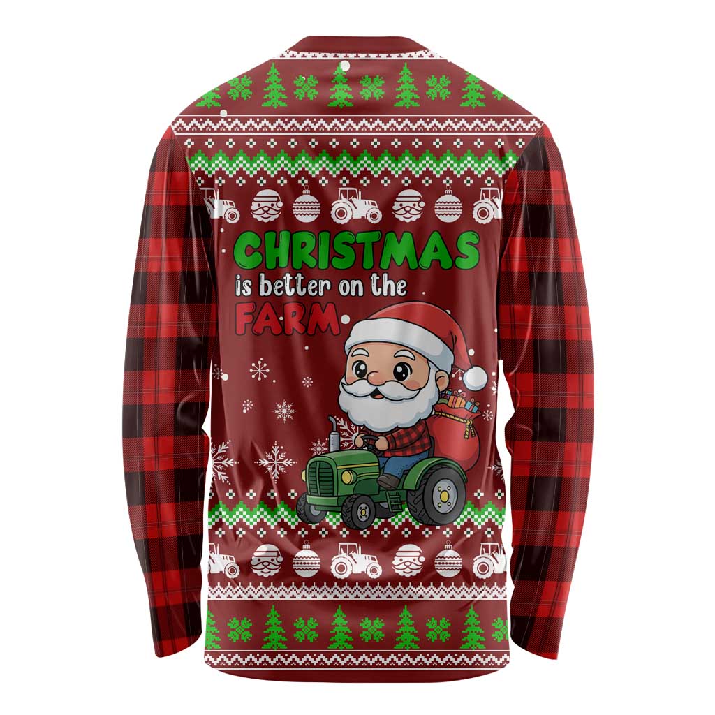 Tractor Santa Christmas Long Sleeve Shirt Xmas Holiday Patterns - Wonder Print Shop