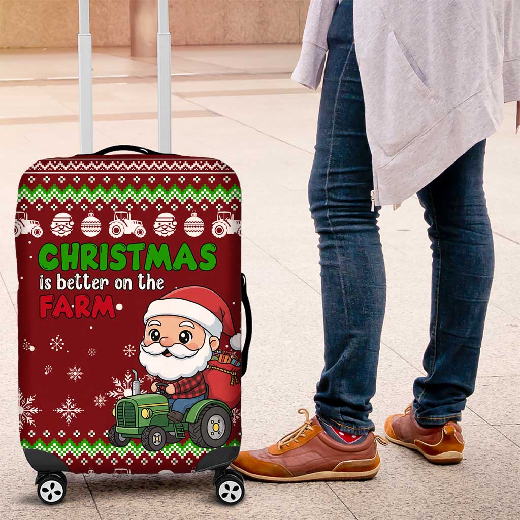 Tractor Santa Christmas Luggage Cover Xmas Holiday Patterns - Wonder Print Shop
