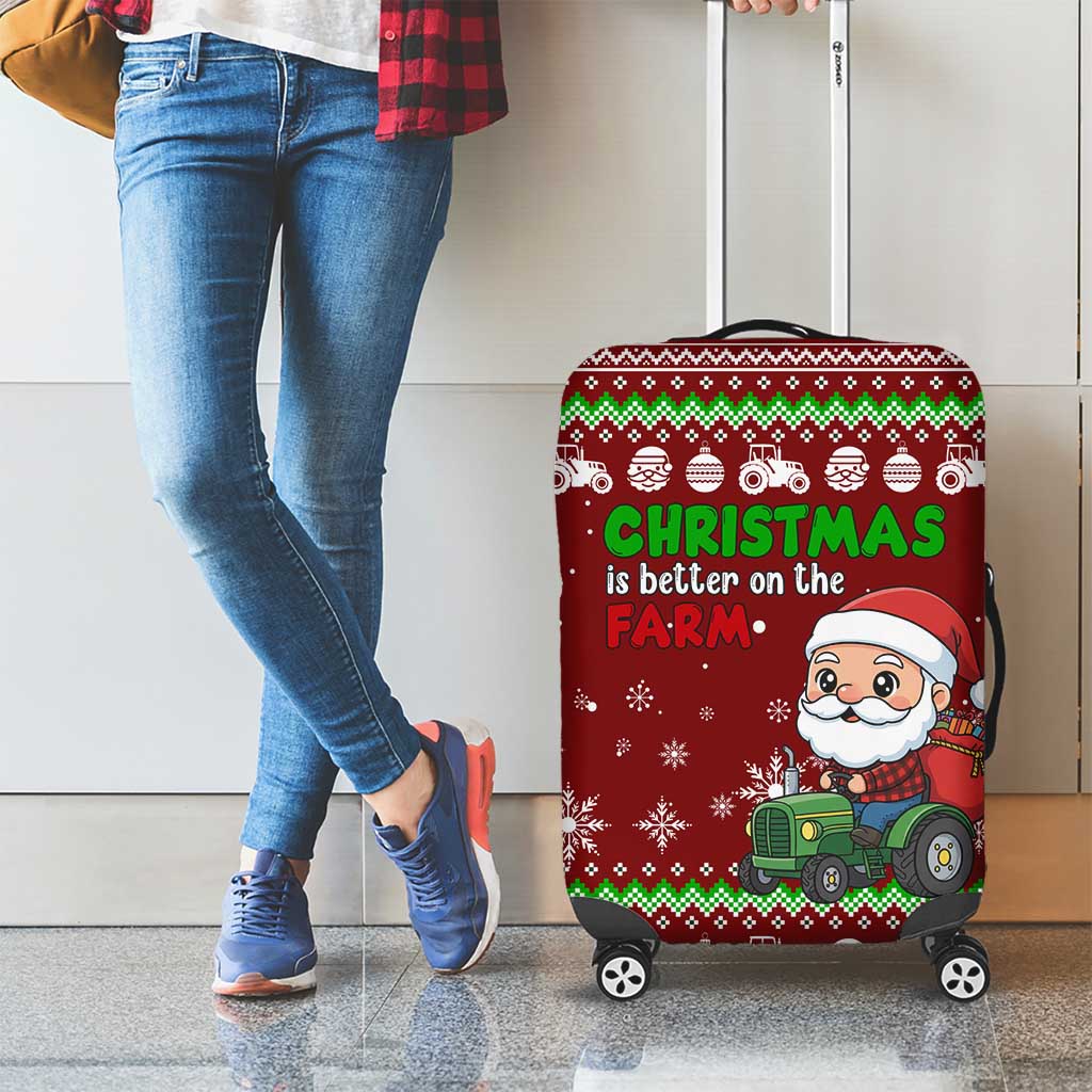 Tractor Santa Christmas Luggage Cover Xmas Holiday Patterns - Wonder Print Shop