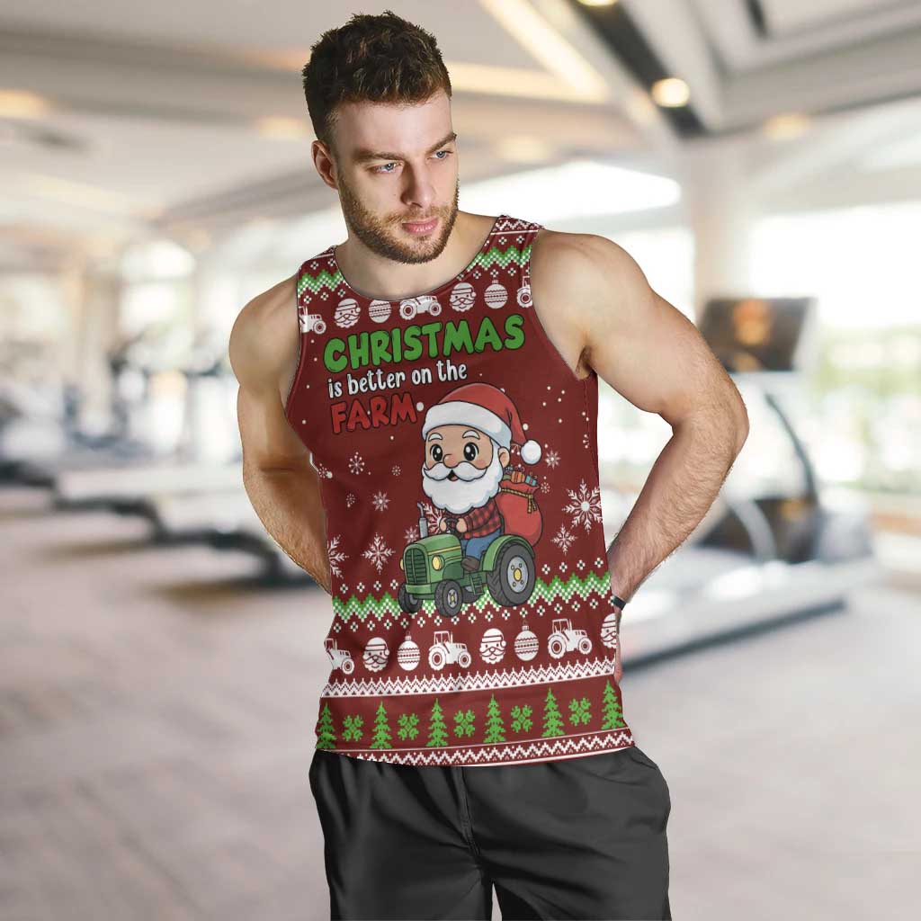 Tractor Santa Christmas Men Tank Top Xmas Holiday Patterns - Wonder Print Shop