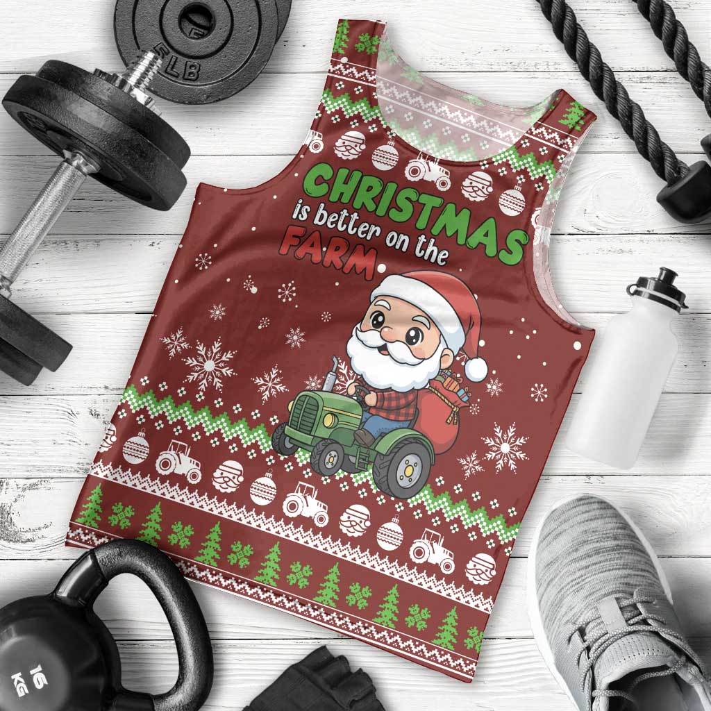Tractor Santa Christmas Men Tank Top Xmas Holiday Patterns - Wonder Print Shop