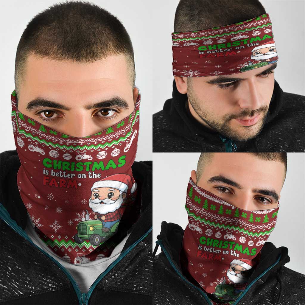 Tractor Santa Christmas Neck Gaiter Xmas Holiday Patterns - Wonder Print Shop