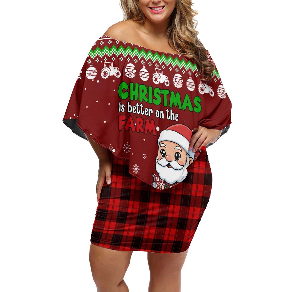 Tractor Santa Christmas Off Shoulder Short Dress Xmas Holiday Patterns - Wonder Print Shop