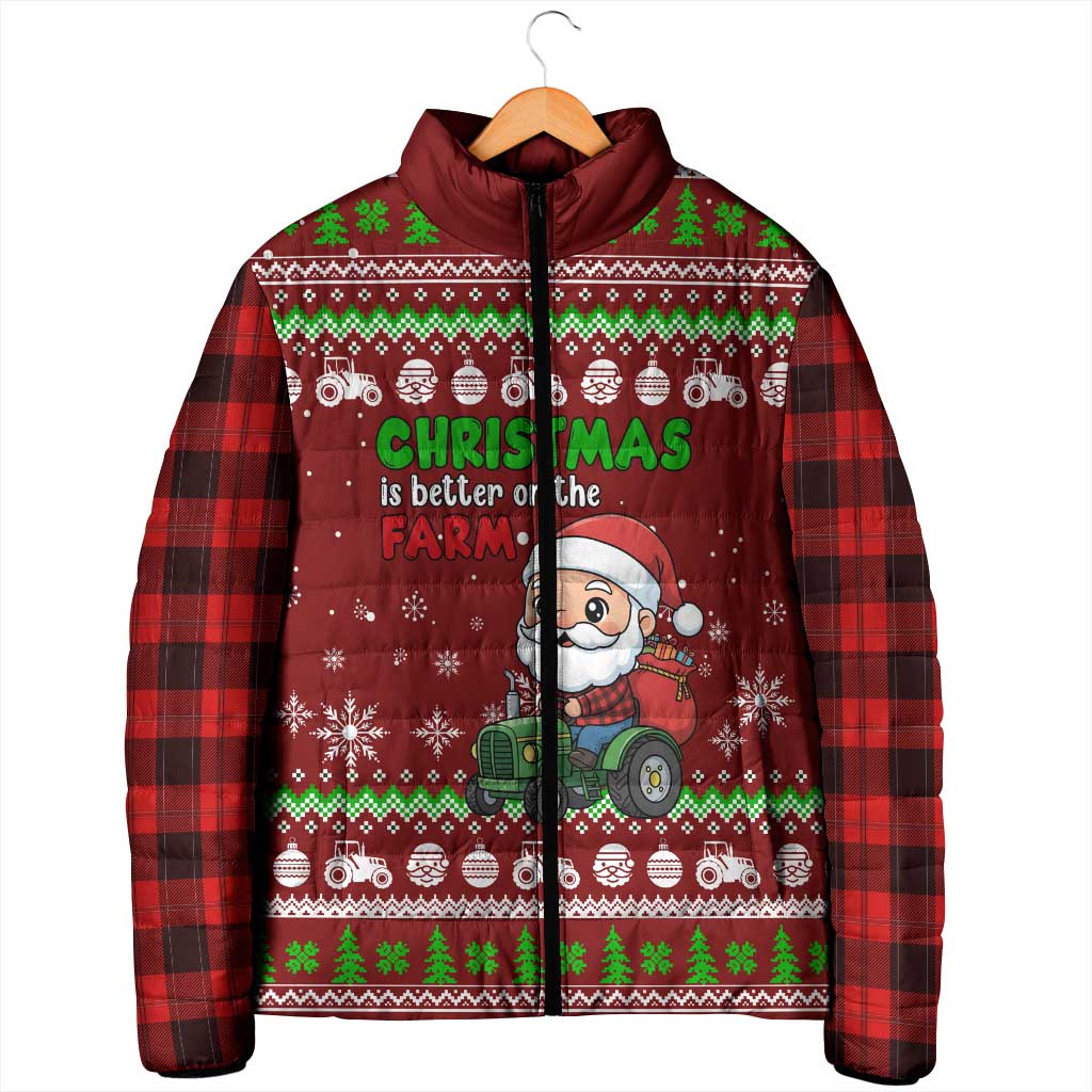 Tractor Santa Christmas Padded Jacket Xmas Holiday Patterns - Wonder Print Shop