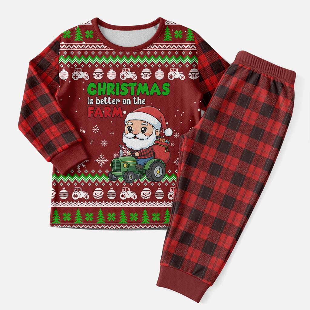 Tractor Santa Christmas Pajama Set Xmas Holiday Patterns - Wonder Print Shop