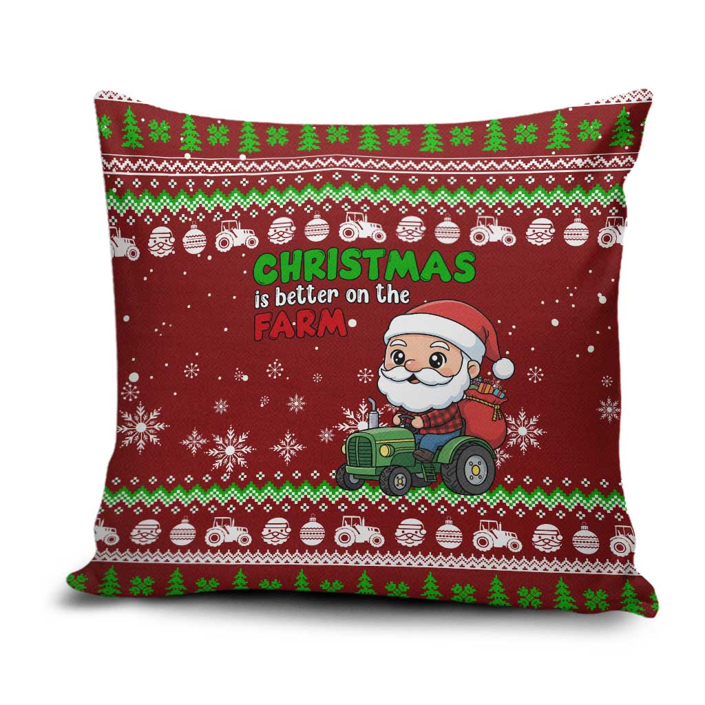 Tractor Santa Christmas Pillow Cover Xmas Holiday Patterns - Wonder Print Shop