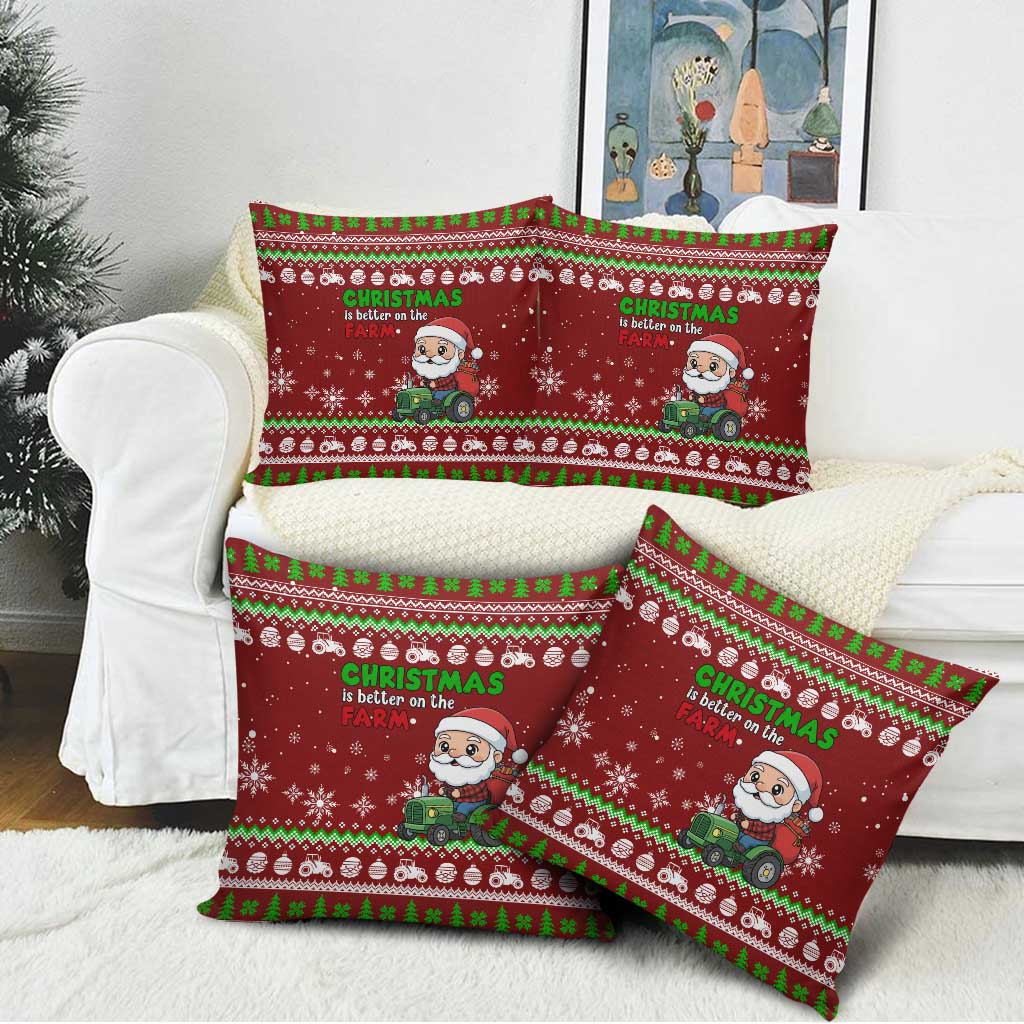 Tractor Santa Christmas Pillow Cover Xmas Holiday Patterns - Wonder Print Shop