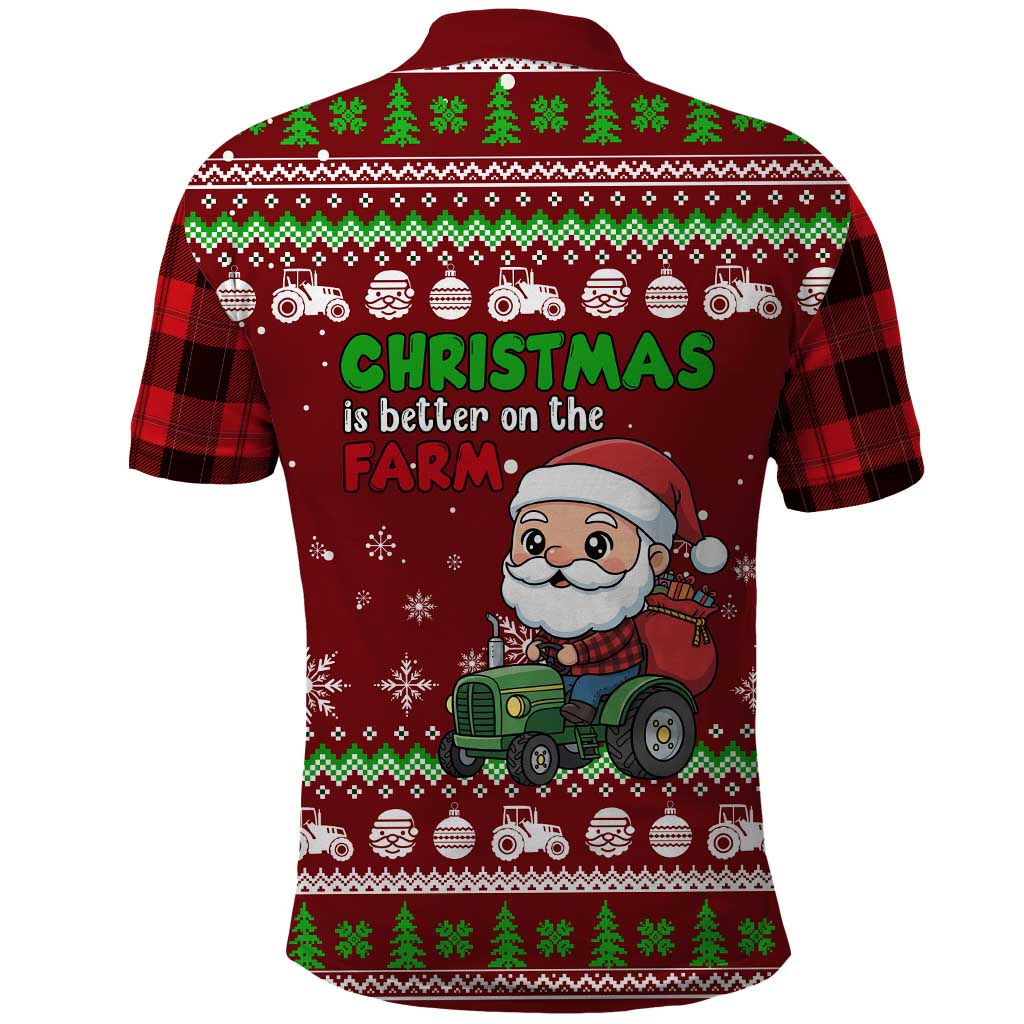 Tractor Santa Christmas Polo Shirt Xmas Holiday Patterns - Wonder Print Shop