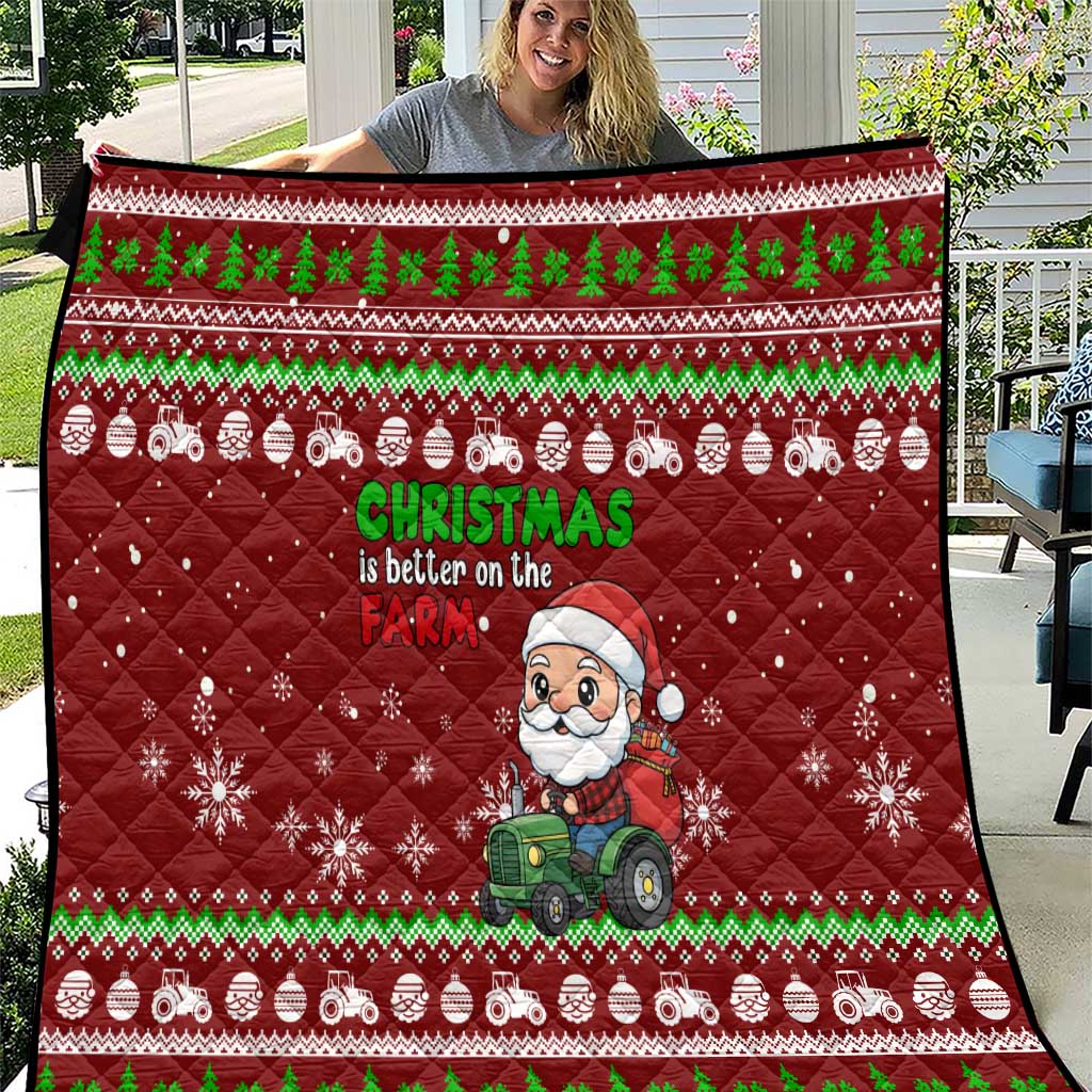 Tractor Santa Christmas Quilt Xmas Holiday Patterns - Wonder Print Shop