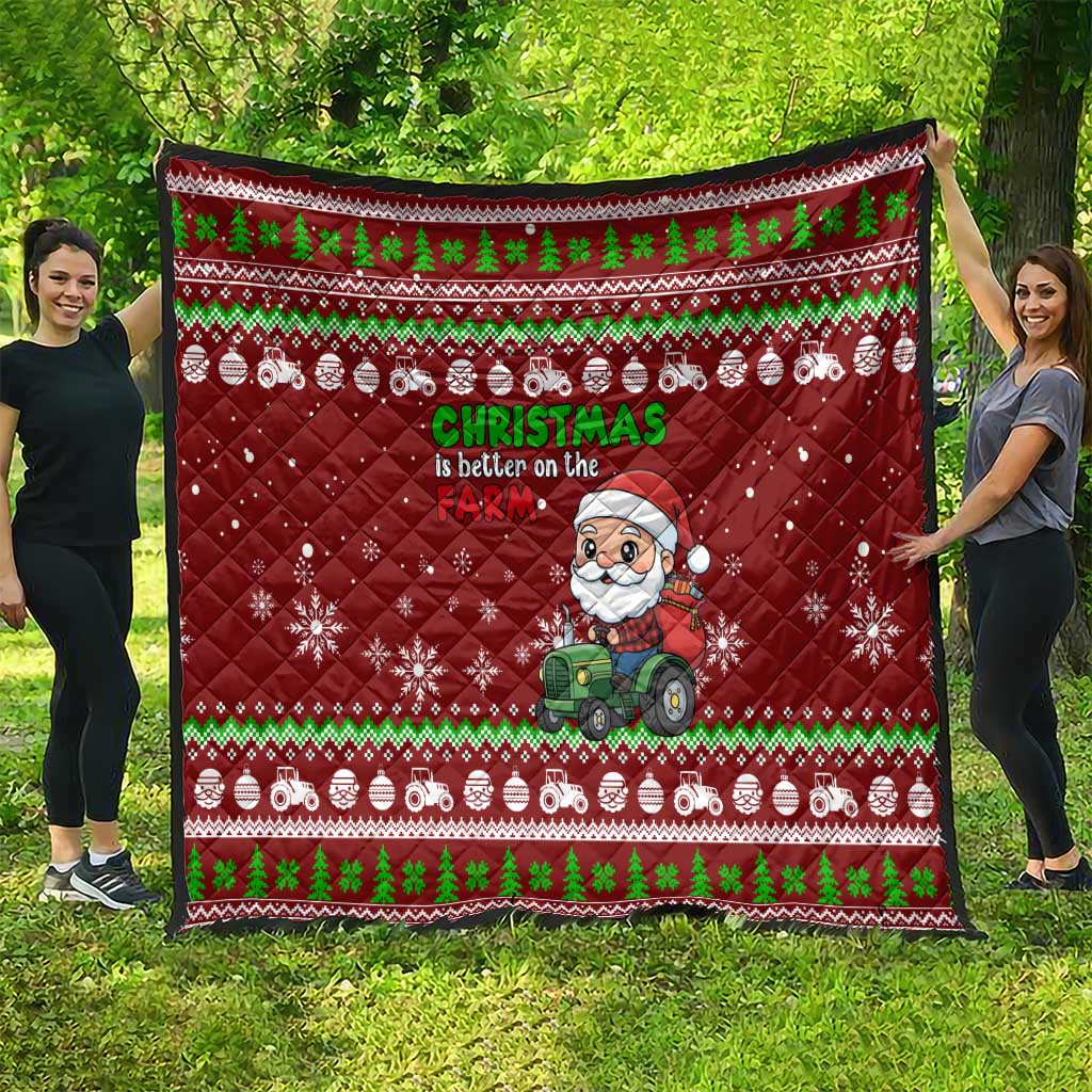 Tractor Santa Christmas Quilt Xmas Holiday Patterns - Wonder Print Shop