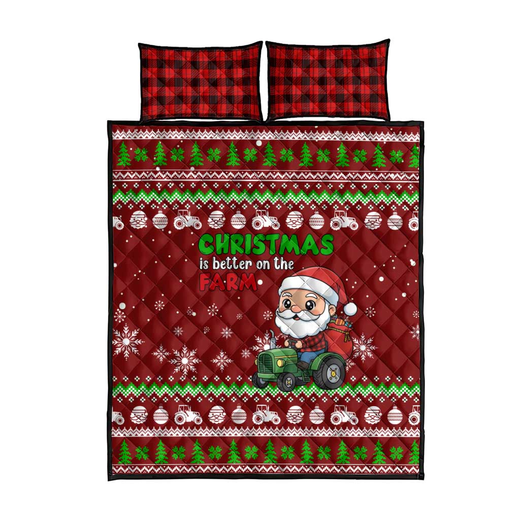 Tractor Santa Christmas Quilt Bed Set Xmas Holiday Patterns - Wonder Print Shop